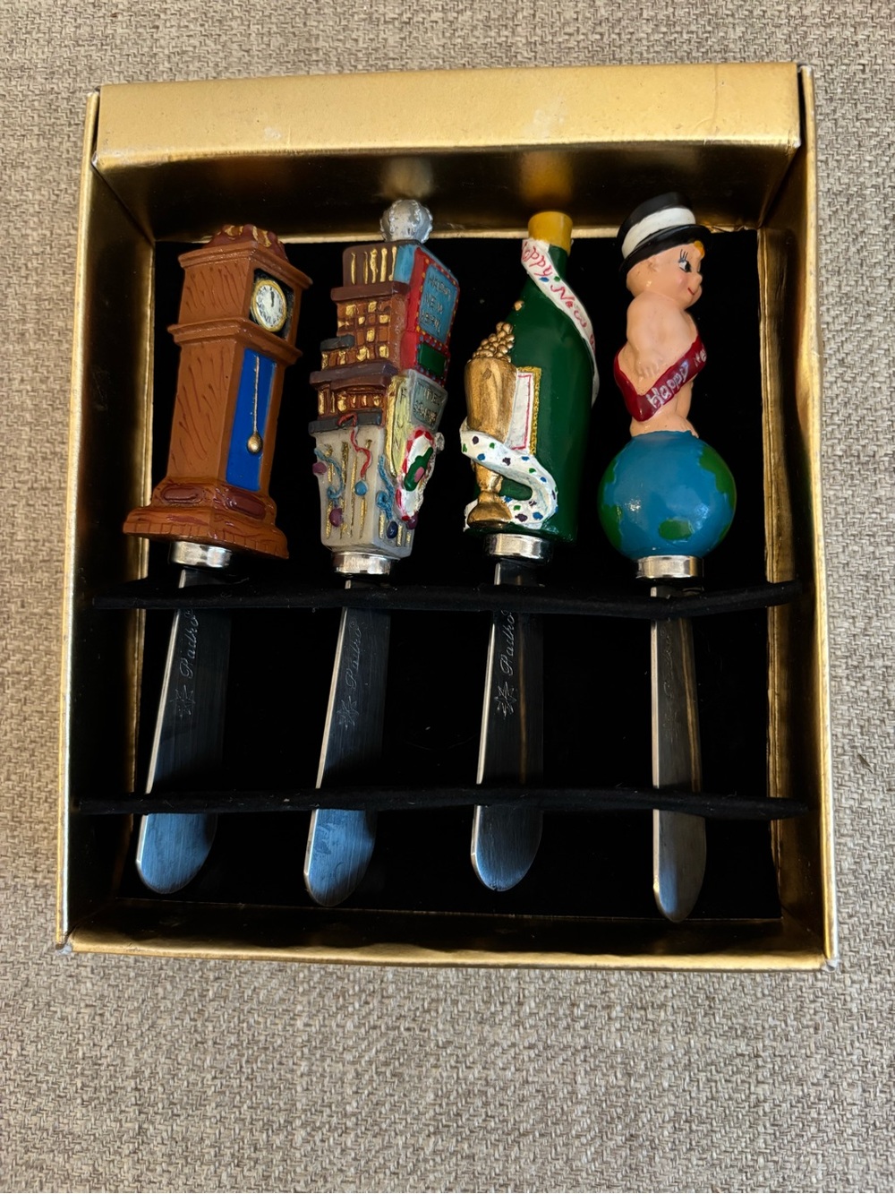 Vintage Christopher Radko 2000 New Year's Handpainted Pâté Spreaders Set of 4
